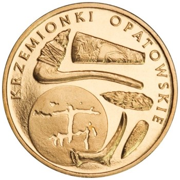 Rewers monety 2-złotowej z 2012 roku poświęconej Krzemionkom Opatowskim﻿